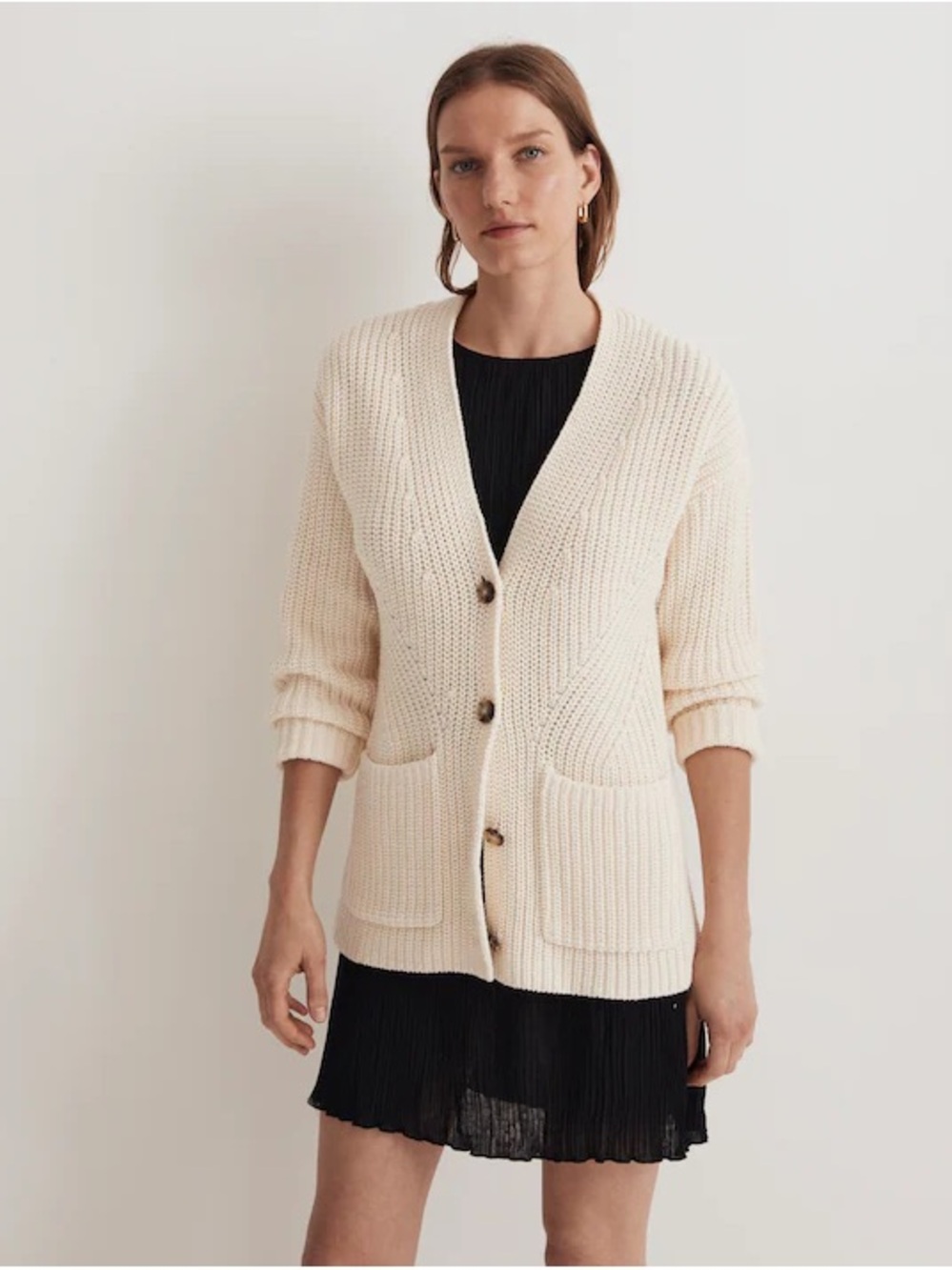 Madewell Textural-Stitch V-Neck Cardigan Sweater NWT